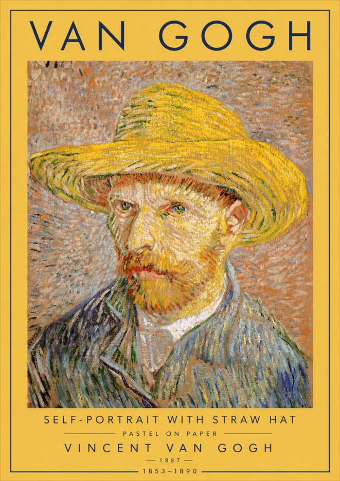 Van Gogh Self-portrait with Straw Hat I No4 - Affiche