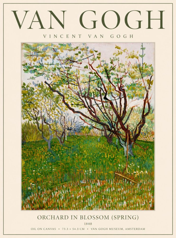 Van Gogh Orchard in Blossom (Spring) No1 - Affiche