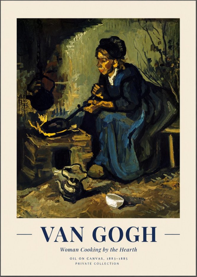 Van Gogh Woman Cooking by the Hearth No1 - Affiche