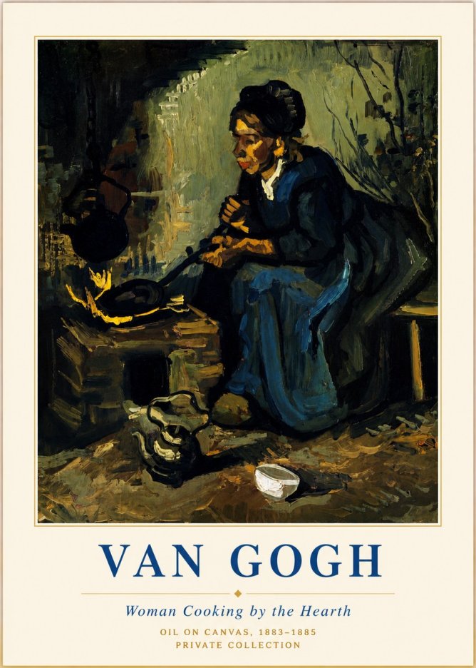 Van Gogh Woman Cooking by the Hearth No3 - Affiche
