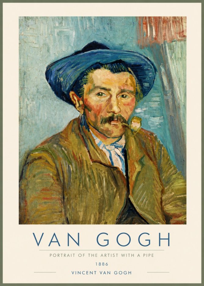 Van Gogh Portrait of the Artist with a Pipe No4 - Affiche