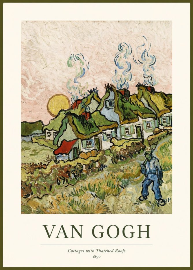 Van Gogh Cottages with Thatched Roofs No1 - Affiche