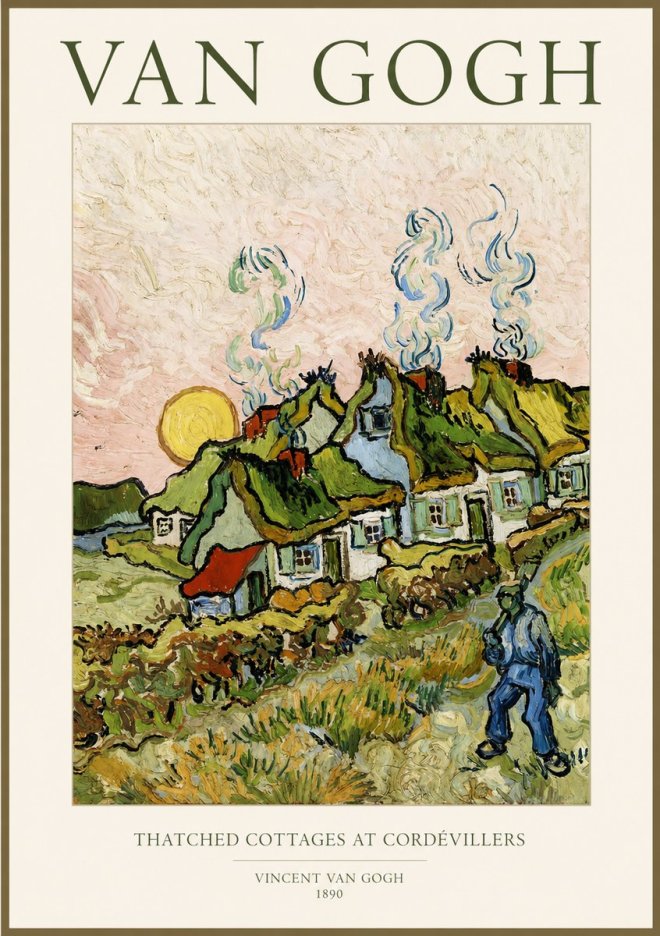Van Gogh Cottages with Thatched Roofs No2 - Affiche