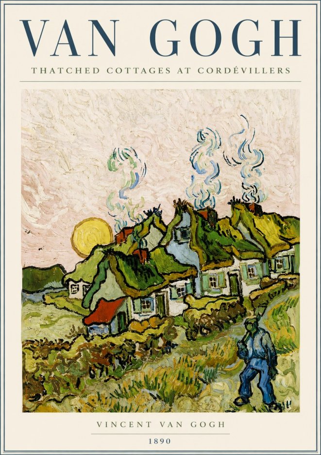Van Gogh Cottages with Thatched Roofs No6 - Affiche