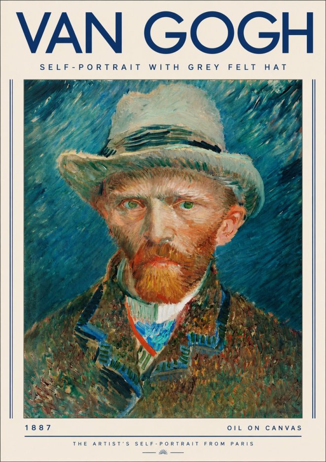Van Gogh Self-portrait with Grey Felt Hat I No3 - Affiche