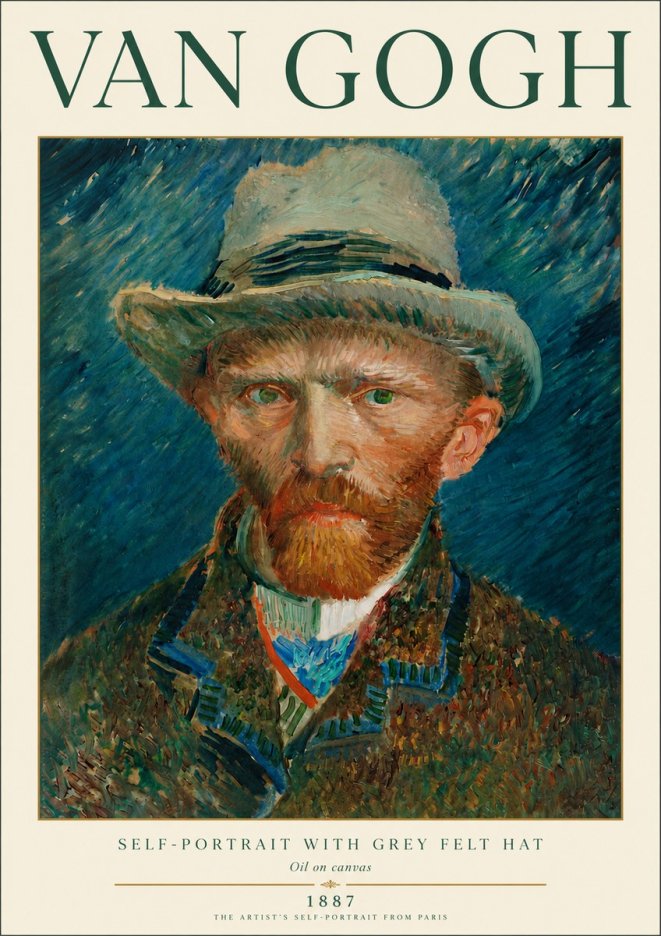 Van Gogh Self-portrait with Grey Felt Hat I No4 - Affiche
