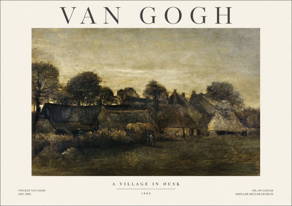 Van Gogh A Village in Dusk No1 - Affiche