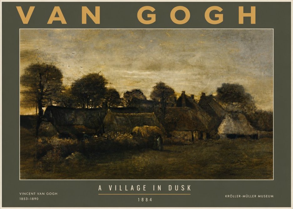 Van Gogh A Village in Dusk No5 - Affiche