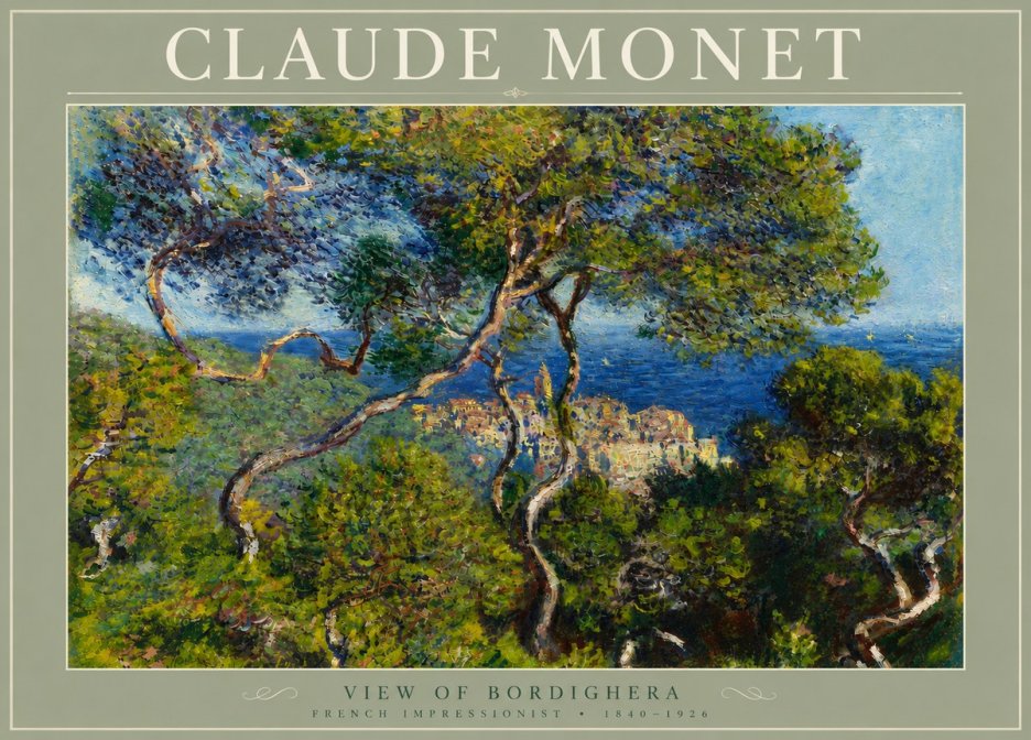 Monet View of Bordighera No5 - Affiche