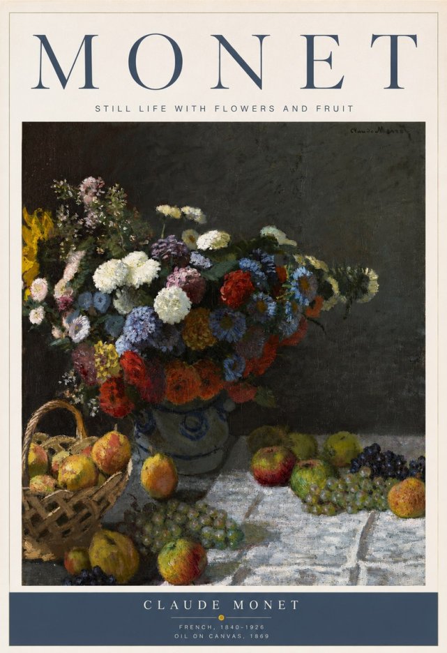Monet Still Life with Flowers and Fruit No2 - Affiche