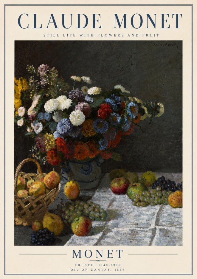Monet Still Life with Flowers and Fruit No3 - Affiche