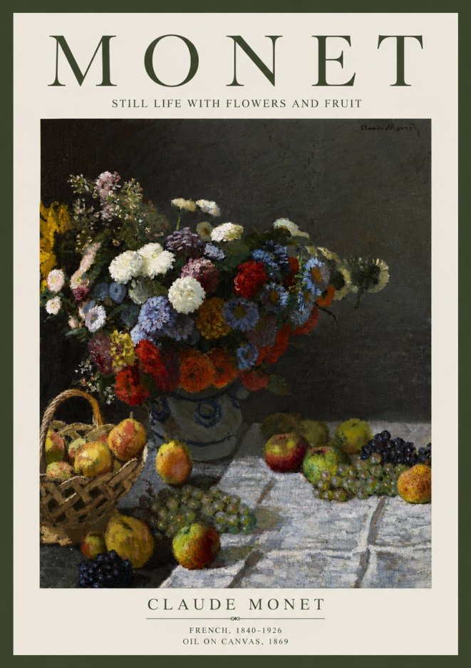 Monet Still Life with Flowers and Fruit No4 - Affiche