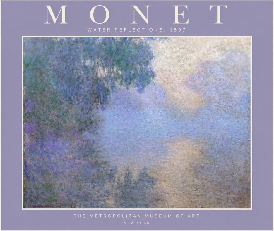 Monet Water Reflections No4 - Affiche
