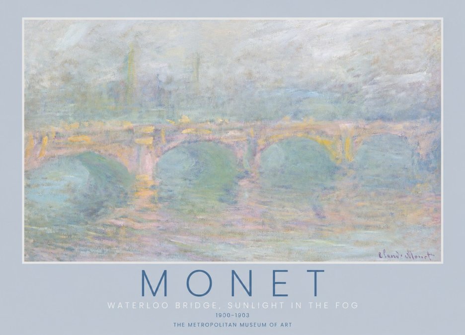 Monet Waterloo Bridge, Sunlight in the Fog I No2 - Affiche