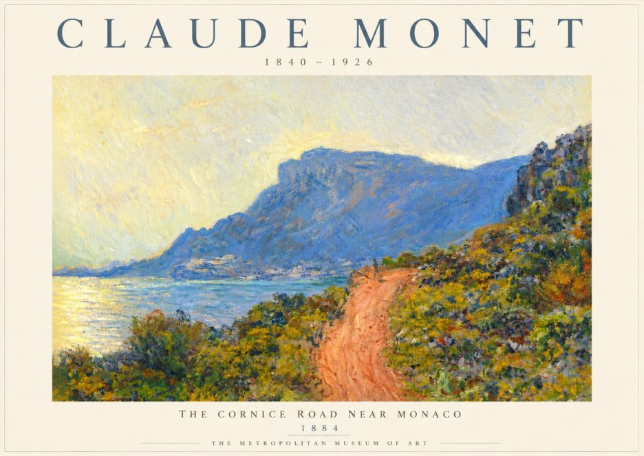 Monet The Cornice Road Near Monaco No5 - Affiche