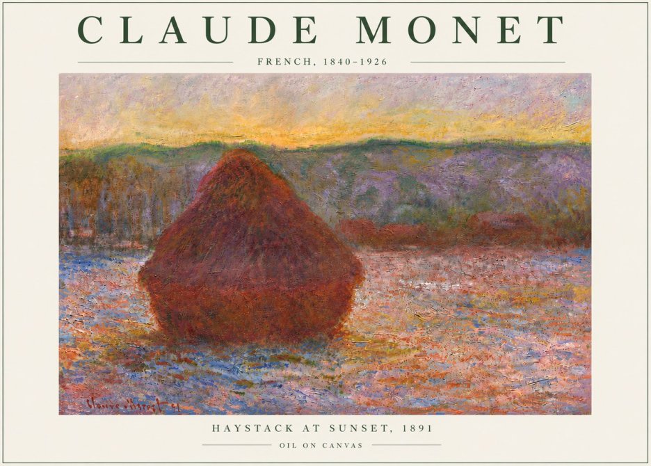 Monet Haystack at Sunset, 1891 No6 - Affiche