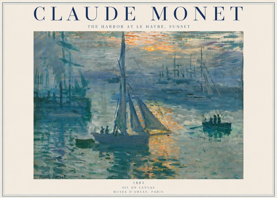 Monet The Harbor at Le Havre, Sunset No2 - Affiche