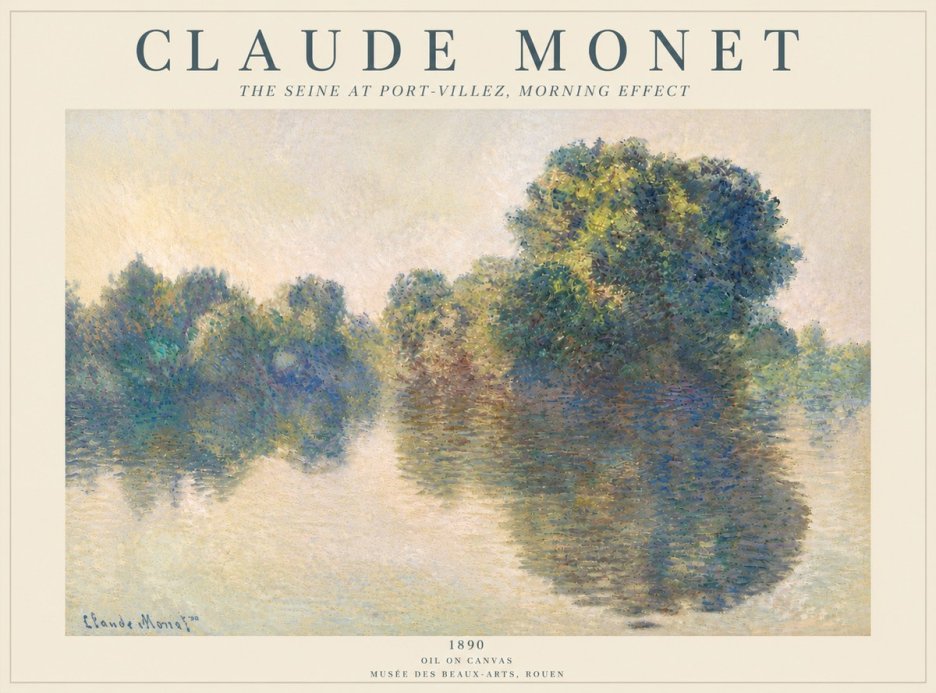 Monet The Seine at Port-villez, Morning Effect No5 - Affiche