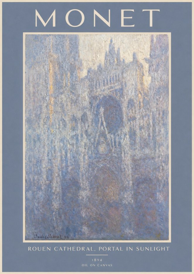 Monet Rouen Cathedral, Portal in Sunlight No2 - Affiche