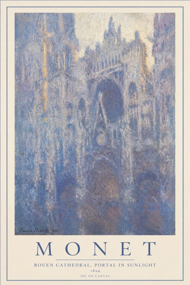 Monet Rouen Cathedral, Portal in Sunlight No4 - Affiche