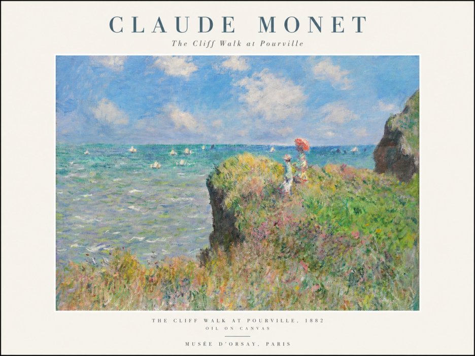 Monet The Cliff Walk at Pourville No1 - Affiche