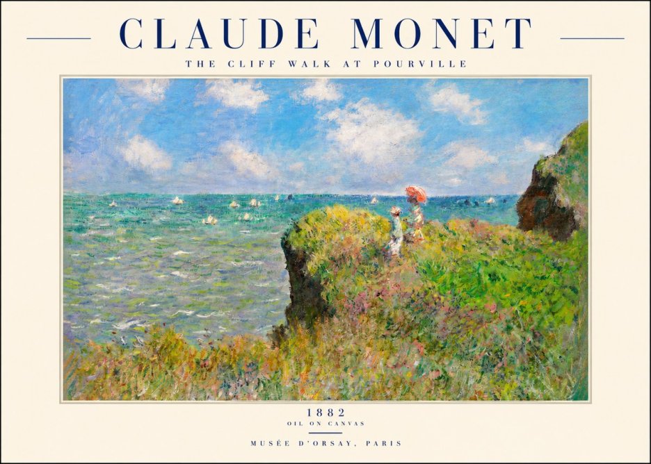 Monet The Cliff Walk at Pourville No2 - Affiche