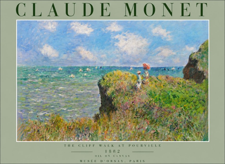 Monet The Cliff Walk at Pourville No3 - Affiche