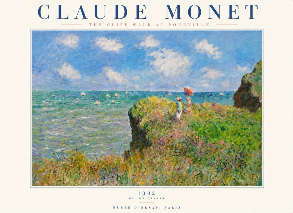 Monet The Cliff Walk at Pourville No5 - Affiche