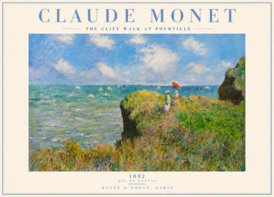 Monet The Cliff Walk at Pourville No6 - Affiche