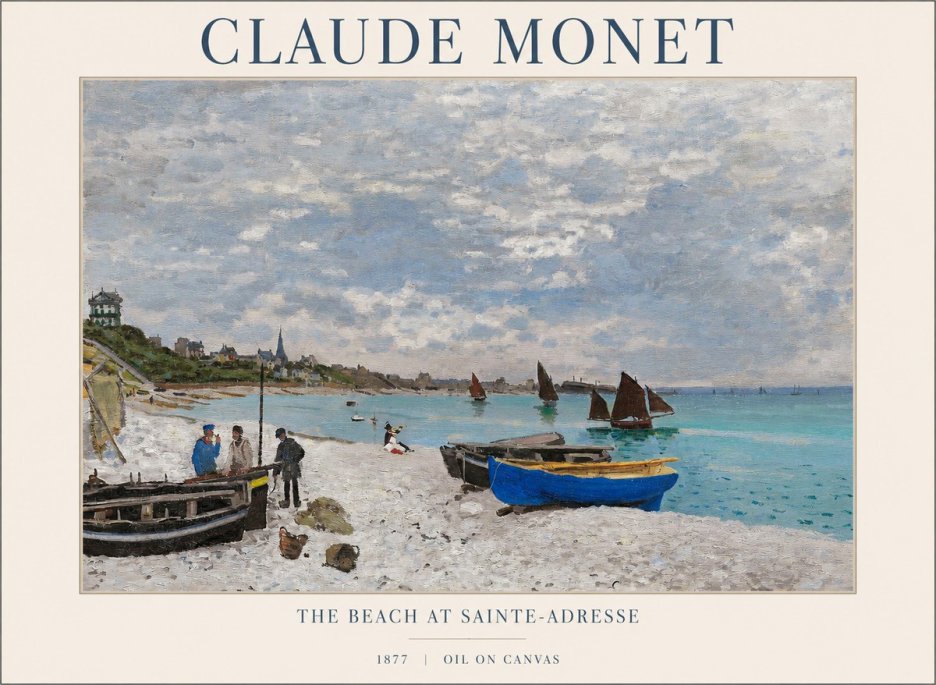 Monet The Beach at Sainte-adresse I No1 - Affiche