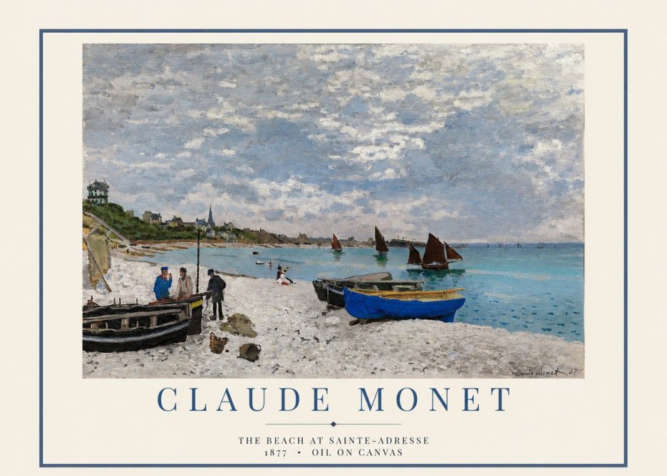 Monet The Beach at Sainte-adresse I No2 - Affiche