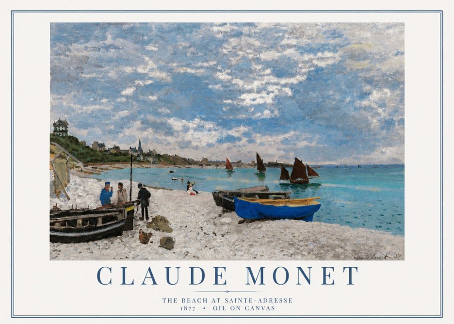 Monet The Beach at Sainte-adresse I No4 - Affiche