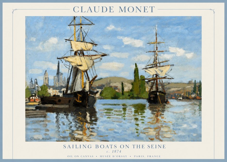 Monet Sailing Boats on the Seine No2 - Affiche