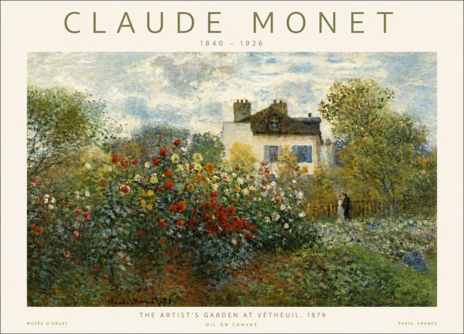 Monet The Artist's Garden at Vétheuil, 1879 No4 - Affiche