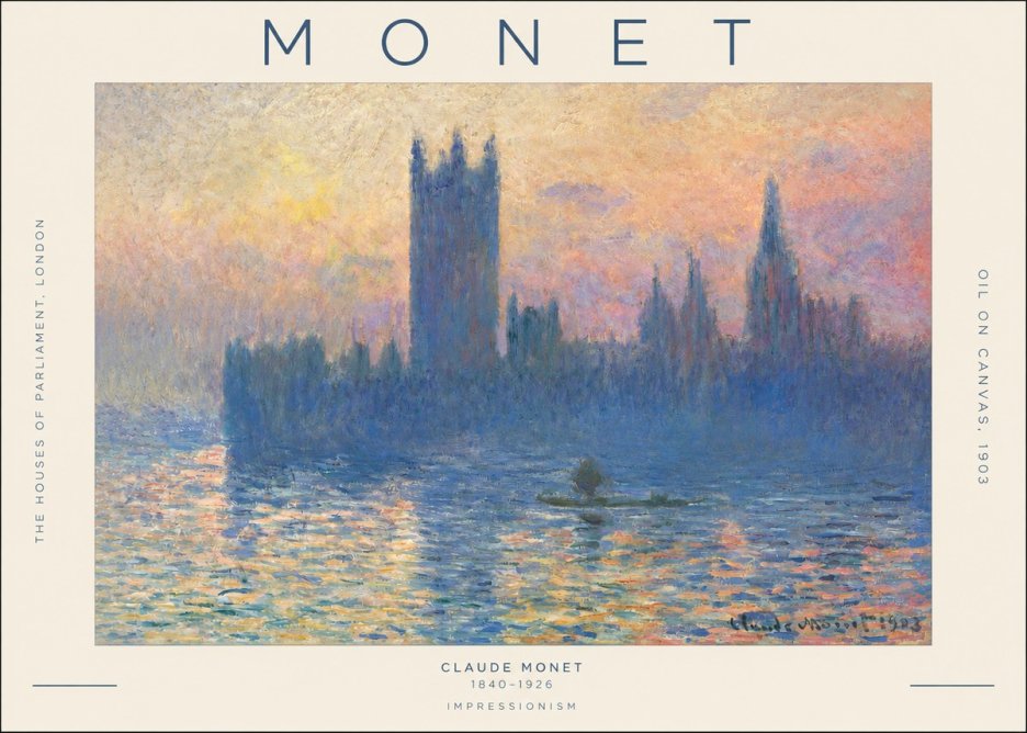 Monet The Houses of Parliament, London II No2 - Affiche