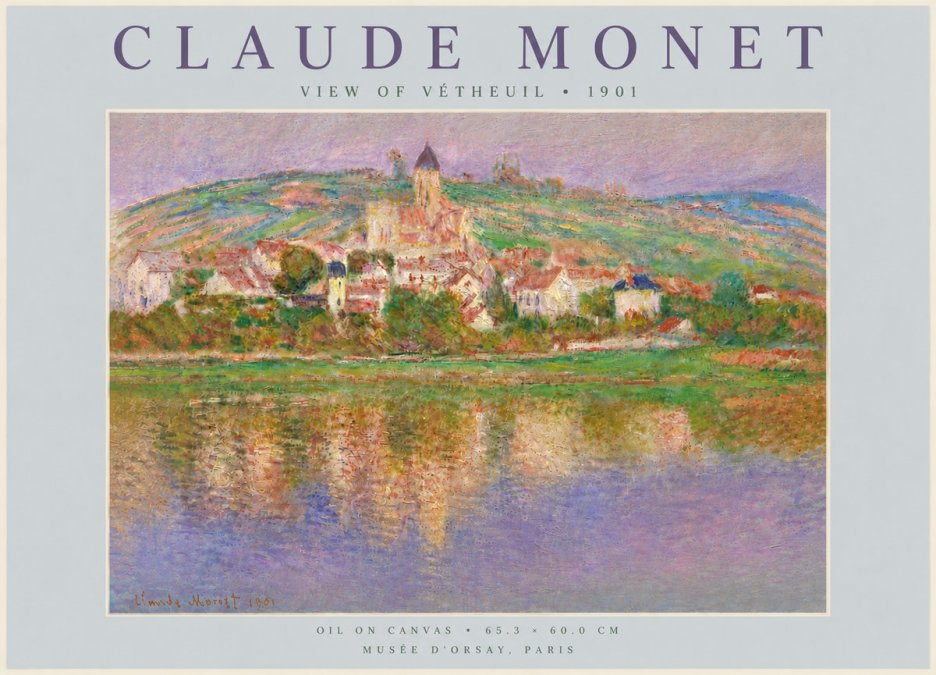 Monet View of Vétheuil I No6 - Affiche