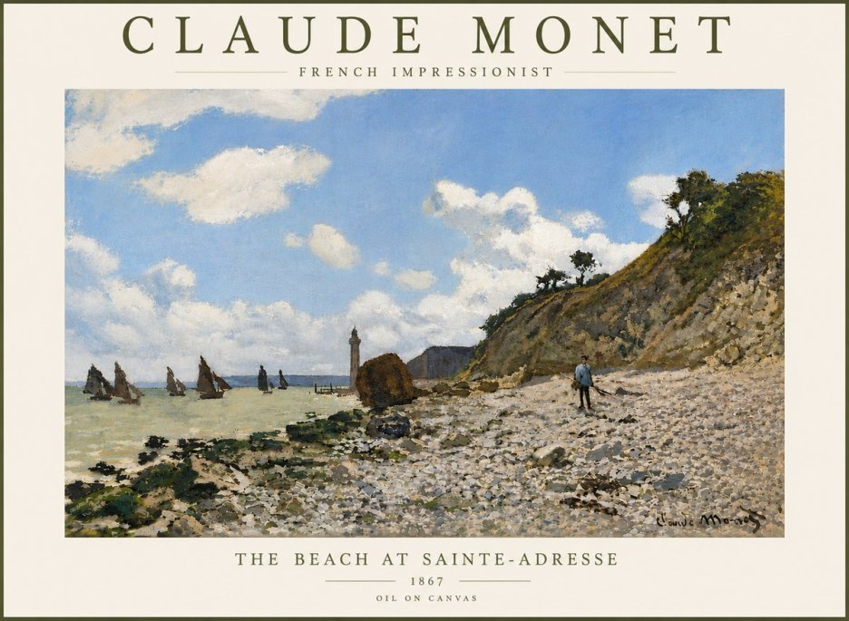 Monet The Beach at Sainte-adresse II No6 - Affiche