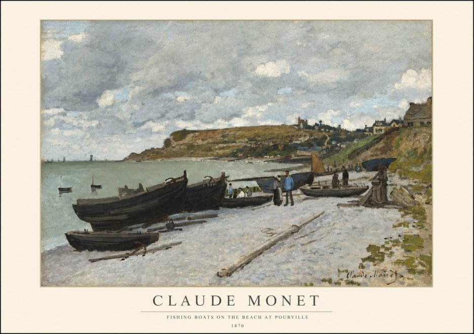 Monet Fishing Boats on the Beach at Pourville No1 - Affiche