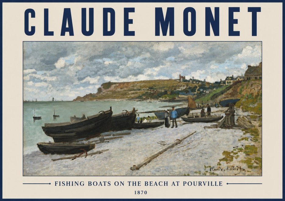 Monet Fishing Boats on the Beach at Pourville No3 - Affiche