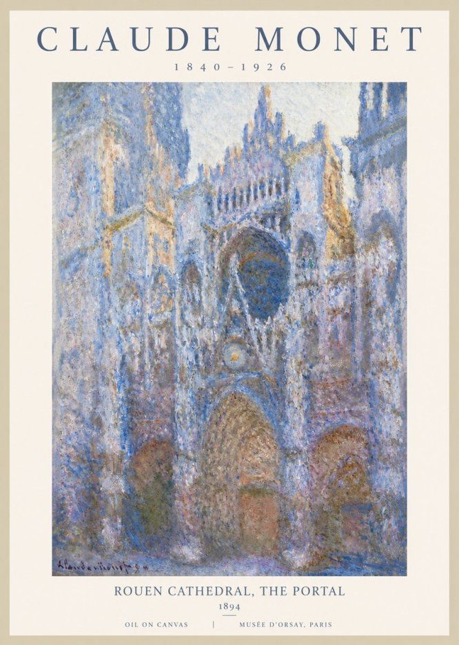 Monet Rouen Cathedral, the Portal No2 - Affiche
