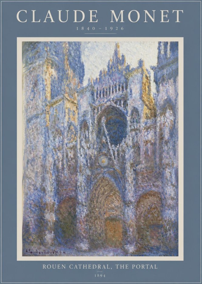 Monet Rouen Cathedral, the Portal No3 - Affiche