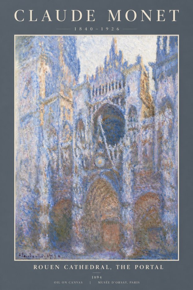 Monet Rouen Cathedral, the Portal No5 - Affiche