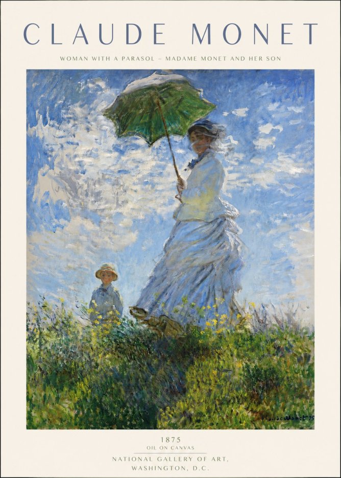 Monet Woman with a Parasol – Madame Monet and Her Son No3 - Affiche