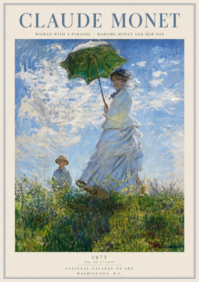 Monet Woman with a Parasol – Madame Monet and Her Son No4 - Affiche