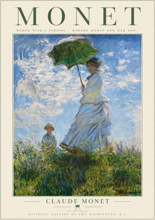 Monet Woman with a Parasol – Madame Monet and Her Son No5 - Affiche