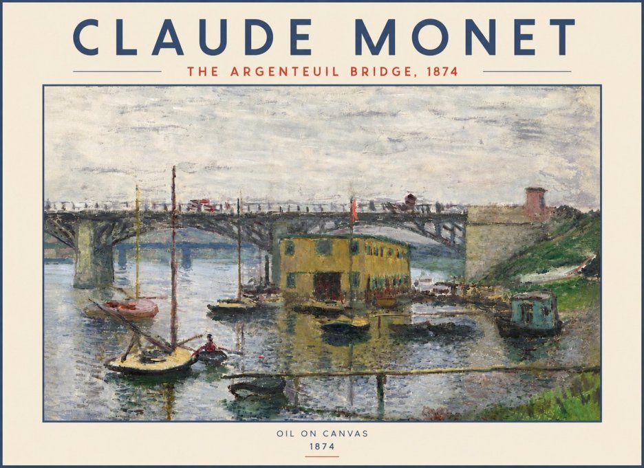 Monet The Argenteuil Bridge No4 - Affiche