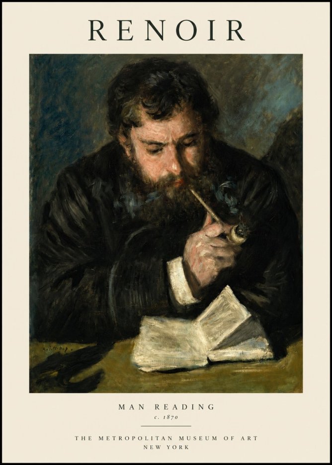Renoir Man Reading No1 - Affiche