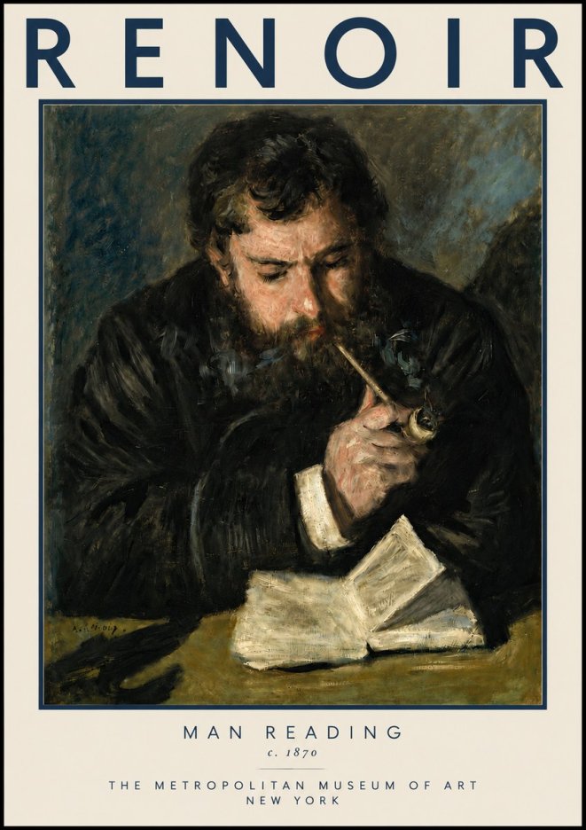Renoir Man Reading No3 - Affiche