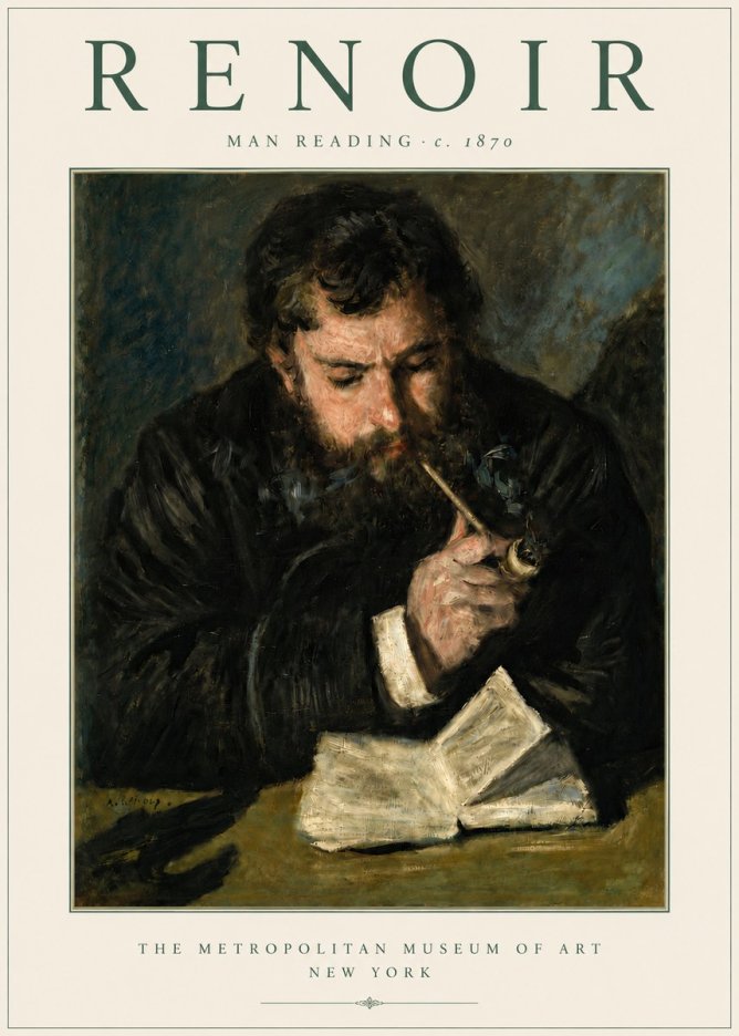 Renoir Man Reading No4 - Affiche