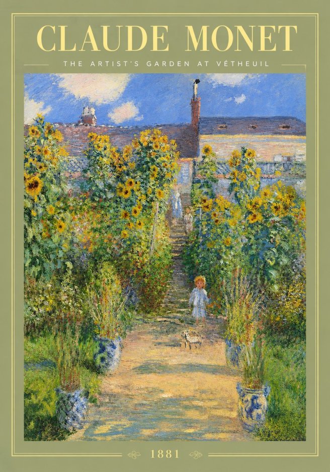 Monet The Artist's Garden at Vétheuil I No3 - Affiche